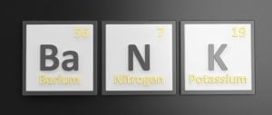 Bank spelled in elements from the periodic table.