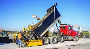 Superior’s Gomaco PS 2600 Spreader/Placer on runway site