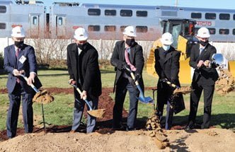 Ceremonial groundbreaking in Dyer of West Lake Corridor project