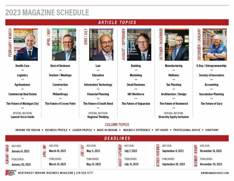 2023 Northwest Indiana Business Magazine calendar