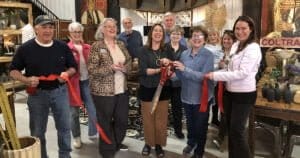 Blue moon Vintage Market ribbon cutting